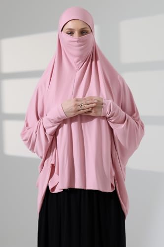 ihvan online, Women Muslim Hijab Cover, Islamic Khimar, Long Salah Clothes. Prayer Hijab for Women - color: Pink