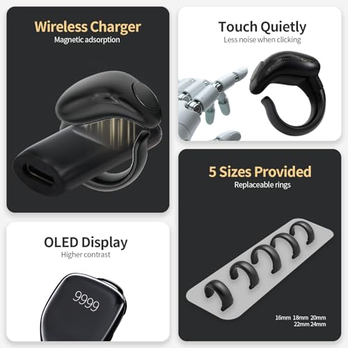 XG.&co Zikr Smart Ring,Adjustable Ring Finger Counter, Tasbeeh Counters, Prayer Direction Indicator Guide,5 Azan Alarm Clock, APP Support Eid al-Fitr Eid Muslims (Black Faith+) - style: Black 16 18 20 22 24mm