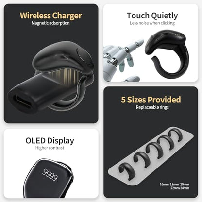 XG.&co Zikr Smart Ring,Adjustable Ring Finger Counter, Tasbeeh Counters, Prayer Direction Indicator Guide,5 Azan Alarm Clock, APP Support Eid al-Fitr Eid Muslims (Black Faith+) - style: Black 16 18 20 22 24mm