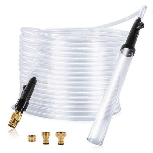 Aquarium Siphon Vacuum Gravel Cleaner Kit for Fish Tank（32ft） | Cleaning Gravel & Sand, Fish Tank Water Changer Metal Faucet Connector with Long Hose Drain & Fill