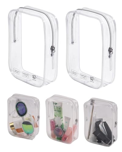 5 Packing Cubes 1 Quart Size Travel Bag TSA Approved Toiletry Bag Clear Small Purse Pouch International Long Flight Must Haves for Toiletries Makeup Liquids Airplane Europe Vacation Essentials - color: clear,clear,clear,clear,clear