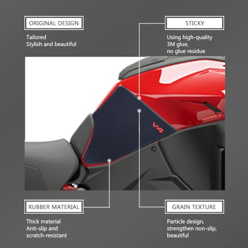 Motorcycle Accessories Side Fuel Tank Pad for Ducati Multistrada V4 S V4S RS 2021-2025 Tank Pads Protector Stickers Decal Gas Knee Grip Traction Pad PVC Rubber Black