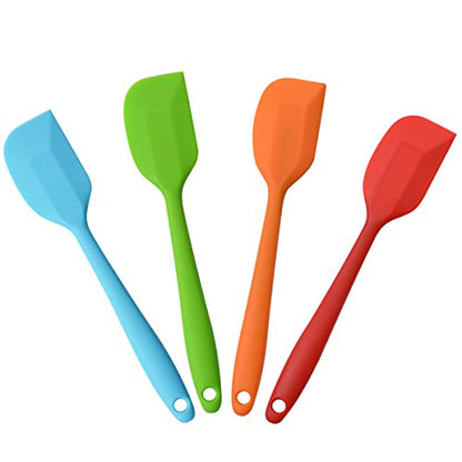 Silicone Spatulas, 11 inch Rubber Spatula Heat Resistant Non-Stick Flexible Scraper With Solid Stainless Steel Core for Cooking, 4 Pack - size: 11 inch