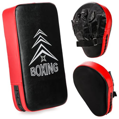 ZOOFOX 2-in-1 Punching Mitts and Kick Pack Set, Curved Focus Mitts and Taekwondo Kick Pad, Adjustable Strike Shield Arm Pad for Muay Thai and MMA