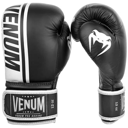 Venum Shield Pro Boxing Gloves - color: Black/White, size: 10oz, style: Hook and Loop