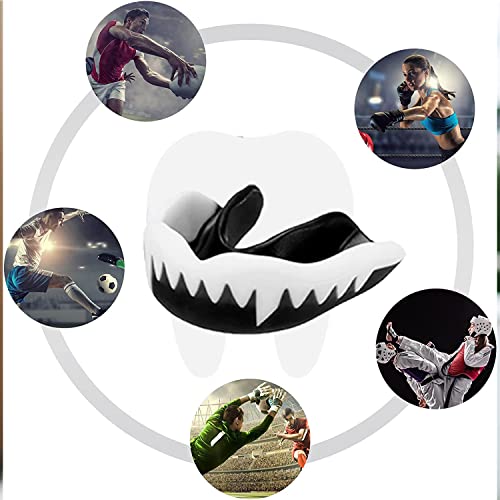 3 Pack Kids Youth Mouth Guard Football Sports Braces Mouthguards for Mouthpiece Boys Teeth for MMA Boxing Rugby Kickboxing Taekwondo Softball Lacrosse to Braces EVA (Black,White) - color: Black,white