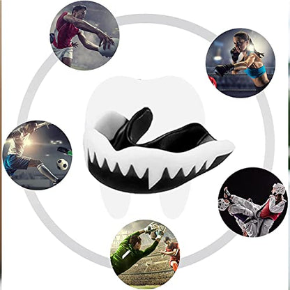 3 Pack Kids Youth Mouth Guard Football Sports Braces Mouthguards for Mouthpiece Boys Teeth for MMA Boxing Rugby Kickboxing Taekwondo Softball Lacrosse to Braces EVA (Black,White) - color: Black,white