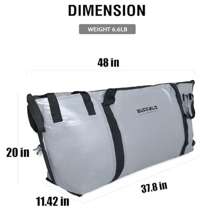Buffalo Gear Insulated Fish Cooler - 27.5QT 58QT Waterproof Flat Bottom Bag, Leakproof and Fishing Kill Bag - color: Gray-85QT