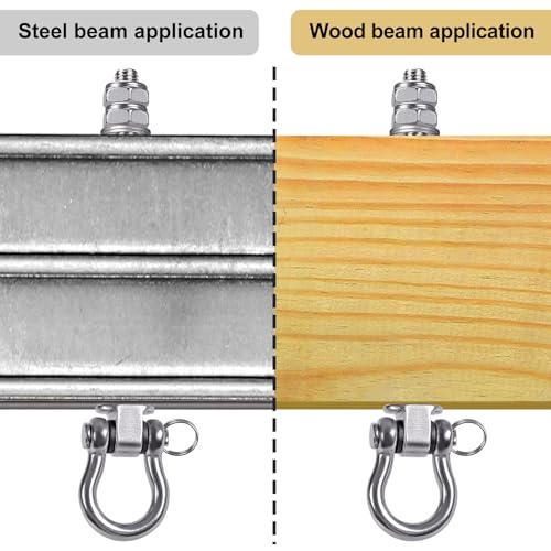 SELEWARE Heavy Duty Bearing Swing Hangers, 2 Pack Stainless Steel Swing Hooks for Wood and Steel Beam, Swing Hardware for Hammock, Yoga Swing, Porch Swing, Heavy Bag, 7" x M2/5", 1500LB Capacity - color: 2 Pack Bearing Hangers (7" X M2/5" Threaded Rod)