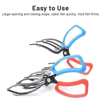 Fish Gripper Pliers 3 Claw Fish Gripper Fish Holder Tool Tong Grip Tackle Tool Control Forceps for Catch Fish Fishing Accessories Metal Fish Control Clamp, Black, Red, Blue