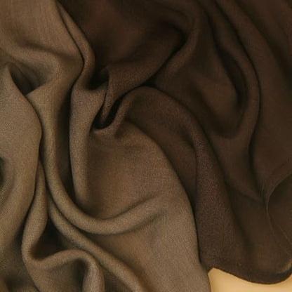 Gradient Dual Color Scarf，Elegant Ombre Headwraps Hijab, Modal Cotton Feel Lightweight Sunscreen Shawls for Women - color: 6#brown