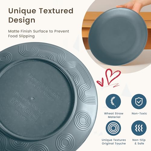 Homienly Premium 40 PCS Wheat Straw Dinnerware Set - Dinner Plates, Cereal Bowls, Unbreakable Cups Set, Microwave and Dishwasher Safe Dishes Set, Reusable Lightweight Dish Sets for Kitchen(Black Grey) - color: Black Grey, size: 40 PCS