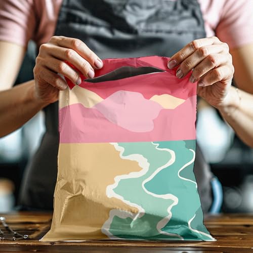 10x13 (100) Beach Sunset Designer Poly Mailers Waterproof Self Sealing Tear Resistant Polymailers Shipping Envelopes Premium Printed Bags For Small Businesses - color: Beach Sunset, size: 10x13