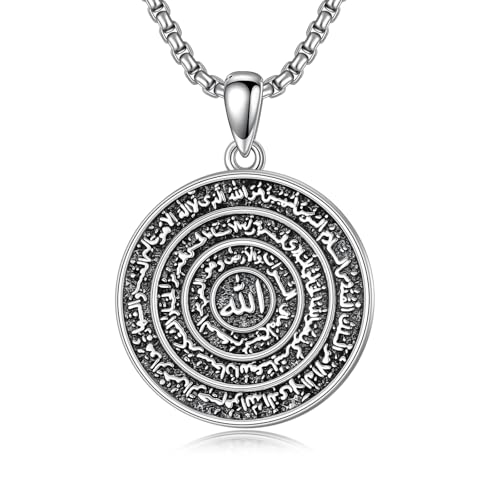PELOVNY Allah Necklace for Men Women 925 Sterling Silver Islam Allah Pendant Chain Islamic Muslim Religious Jewelry Gifts - color: Allah-02