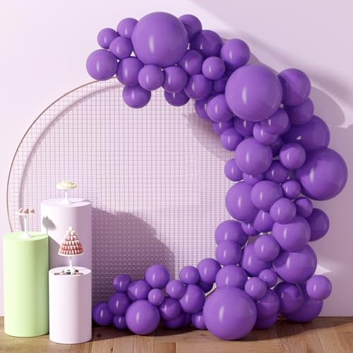 DECOCKRAT 130PCS Purple Balloons, Latex Balloons Different Sizes 18/12/10/5 Inch, Helium Balloons with Ribbon, Party Balloon Set for Birthday Wedding Graduation Anniversary Baby Shower Decorations. - color: 23 Purple
