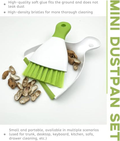 Dust pan Broom Brush Dustpan - Small Broom and Dustpan Set,Mini Broom and Dustpan, Small Dustpan and Brush Set for Home Cleaning,Sofa,Desk,Guinea Pig Cage,Cat Litter etc.（Green 3 Set） - color: Green, size: 3 Set