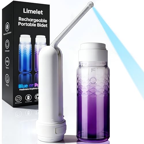 Portable Bidet for Travel & Postpartum Care - 320ML Handheld Peri Bottle with 3 Pressure Settings & 800mAh Battery, IPX6 Waterproof for Women Hygiene and Outdoor Use (Purple, 320ml) - color: Purple
