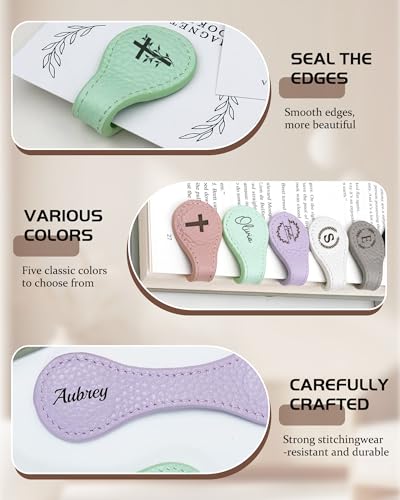 Personalized Magnetic Leather Bookmark Custom Engraved Name Text Bookmarks Customized Magnet Book Marks for Women Men Book Lovers Readers Travelers (Colorful) - color: Colorful