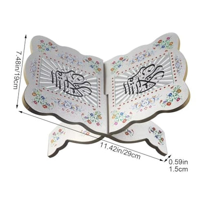 Wooden Foldable Book Holder, Adjustable Hand Carved Stand for Quran Bible, Islamic Muslim Prayer Book Holder, Ramadan Eid Party Ornament Display Rack : Office Products