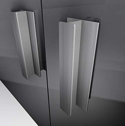 HRX Self-Adhesive Edge Fingerpull Door Handle - Easy to Install Screwless Peel and Stick on Glass, Wood, Metal, Plastic - Sliding Doors Knob for Kitchen Fronts, Drawers & Dressers Panels - 2 Pack - color: Clear Anodized