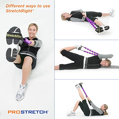ProStretch StretchRite, Stretching Strap for Sore Muscles, Purple/Yellow | Physical Therapy Stretching Strap with Grip Handles for Tight Muscles - color: Purple/Yellow