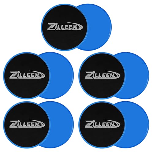 ZILLEEN Exercise Sliders for Working Out Pilates Fitness Discs 10pcs | Strength Slides for Yoga Pilates Aerobics Lunges Squats, Women & Men - color: Black