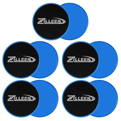 ZILLEEN Exercise Sliders for Working Out Pilates Fitness Discs 10pcs | Strength Slides for Yoga Pilates Aerobics Lunges Squats, Women & Men - color: Black