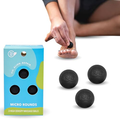 RAD Micro Rounds – Yoga Deep Tissue Massage Ball Set (Small 0.75 Inch Balls, 3 Pack) – Targeted Myofascial Release for Feet, Plantar Fasciitis, Jaw & Hands – Trigger Point & Mobility Therapy