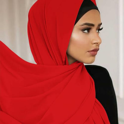 Hijab Scarf for Women Soft Cotton Muslim Jersey Hijab Head Wrap Scarves Fashion Long Scarf Shawls - color: Red