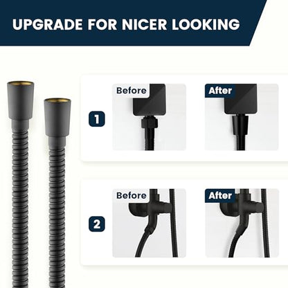 BRIGHT SHOWERS Extra Long Shower Hose 118 Inch, Stainless Steel Handheld Shower Hose with Brass Connectors, Anti-Kink, Leak-Proof, Easy to Install, Fits Most Shower Heads, Matte Black - color: Matte Black, size: 118 Inch