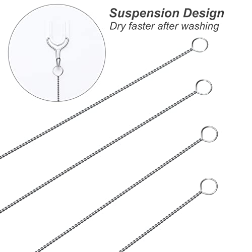 Straw Cleaner Brush, Extra Long Nylon Bristles Brush, 10" X 2/5" Set of 10 | Stainless Steel Handle Cleaning Brushes for Washing Glass Silicone Metal Straws Tea Pot Spout Bottle - color: 10inch X 2/5inch, Set of 10