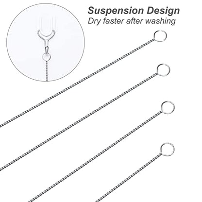 Straw Cleaner Brush, Extra Long Nylon Bristles Brush, 10" X 2/5" Set of 10 | Stainless Steel Handle Cleaning Brushes for Washing Glass Silicone Metal Straws Tea Pot Spout Bottle - color: 10inch X 2/5inch, Set of 10