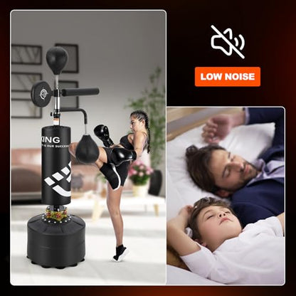 Punching Bag with Stand 5 in 1 for Adults Teens, Heavy Boxing Bag Freestanding with Suction Cup, Men Stand Kickboxing Bag for MMA Boxing Muay Thai