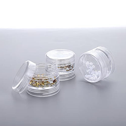 Hipiwe 6 Sets 5 Layers Plastic Beads Box Round Small Storage Containers | 10ML Art Craft Accessory Organizer Box Containers Jars for Jewelry Small Beads Nail Designs Storage - size: 6Packs 1.5"D x3.9"H