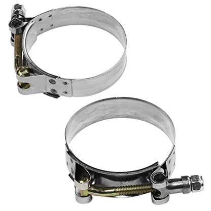 2 Pack 4" T-Bolt Hose Clamps, 304 Stainless Steel Turbo Intake Clamp, Working Range 4.25"-4.57"(108-116mm) for 4" I.D. Hose with 5mm Wall Thickness.(Measure your hose O.D. before buying) - size: 4" hose clamp 108mm-116mm (4.25"-4.56")