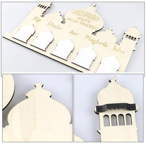 Ramadan Decorative Calendar Wooden Eid Mubarak Wall Hanging Ornament for Home Decor Countdown to Eid for Ramadan Decorations and Festive Atmosphere