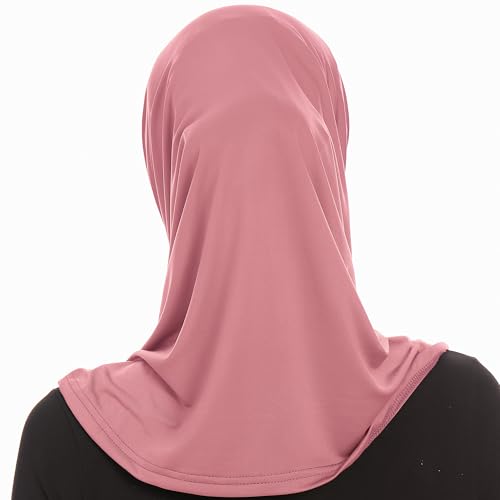 Plain Ready To Wear Amira Hijab for Women - Muslim Instant Amira Jersey Scarf – Soft Muslim One Piece Instant Hijab Headscarf - color: Soft Pink