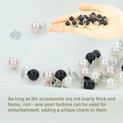 ZENGLU No-Sew Pearl Buttons, 30 Sets of 2/5 inch Removable Reusable Brooch Pins for Shirts, Blouses, Dresses, Sweaters, Shawls for Women (10mm/Black) - color: Black