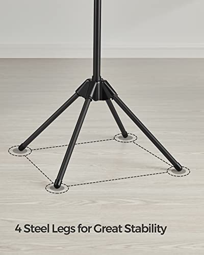 SONGMICS 2단 의류 건조대, 182.9cm(72인치) 접이식 세탁 건조대, 행거용 회전 가능한 팔 3개, 클립 24개, 스테인리스 스틸, 옷 27피스용, 블랙 ULLR512B01 - color: 블랙., style: 2단 클립