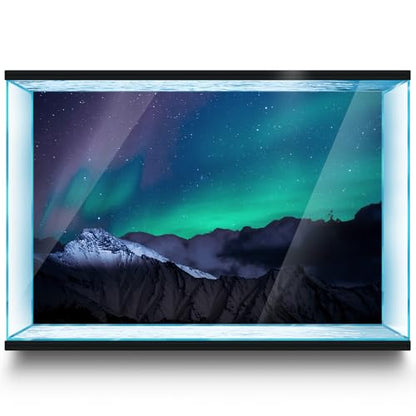 Aquarium Background Stickers - Aurora, Snowy Peaks, Starry Sky, Night Scene Fish Tank Reptile Terrarium Decor Poster (45 x 30 cm / (17.7 x 11.8 inches)) - size: 45 x 30 cm / (17.7 x 11.8 inches)