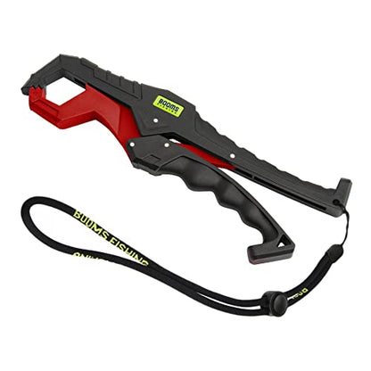 Booms Fishing G05 Lip Gripper Saltwater, 9.4" Plastic Catfish Grippers Pliers, Grabber Tool With Lanyard, Grips for Kayak Fishing Accessories, Great Holder for Caught Fish - color: Red