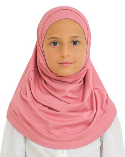Prien Easy To Wear Hijab For Girls, Muslim Scarf for Kids, Instant Hijabs For Women, Viscose Children Scarves For Ramadan Eid - color: Dusty Rose