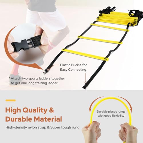 GHB Agility Ladder 1PCS Agility Cones 25PCS Detachable Agility Hurdles 10PCS