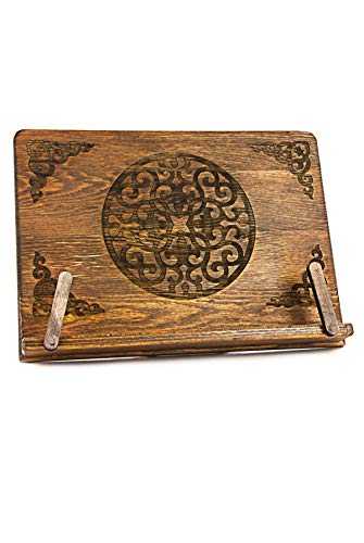 ihvan online, Vintage Wooden Book Holder Stand, Portable and Adjustable Cookbook Holder, Tablet Recipe Book Bible or Quran Stand, Perfect Mother's or Father's Day Gifts - color: Brown