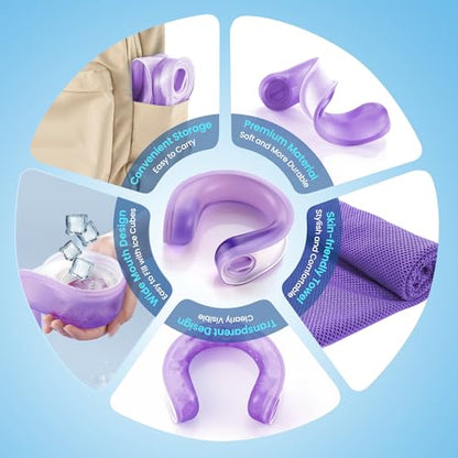 samply Reusable Ice Packs for Neck and Shoulder, Cold Compress, Relief of Pain, Swelling, Sprains, Office Pressure, Wearable Neck Cooler Towels of Cooling Wraps for Hot Weather,Amethyst Purple - color: Amethyst Purple