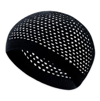 ESERRA Kufi Hats for Men and Women with 99 Tasbih Prayer Beads, Muslim Thick Breathable Skull Cap, Tasbeeh, Prayer Cap - color: Black