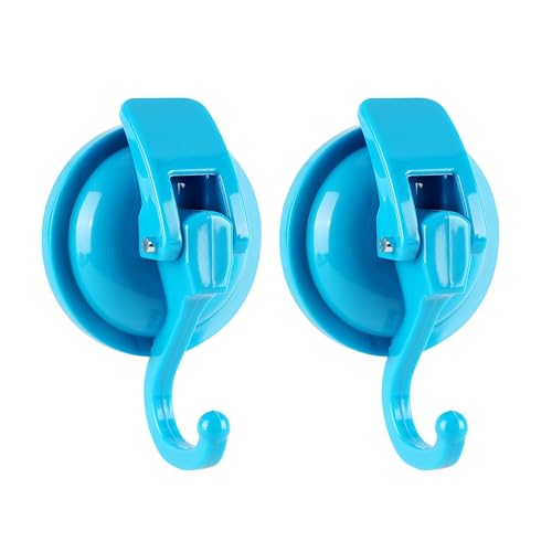 Heavy Duty Vacuum Suction Cup Hooks, Blue Plated Polished Super Suction for Kitchen Bathroom, 2 Pack - color: Blue