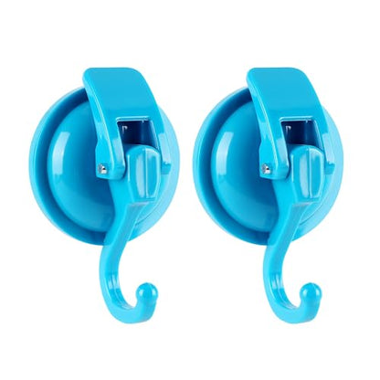 Heavy Duty Vacuum Suction Cup Hooks, Blue Plated Polished Super Suction for Kitchen Bathroom, 2 Pack - color: Blue