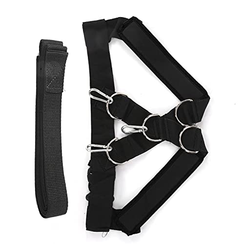 Weight Bearing Shoulder Strap | Pulling Sled Harness Vest with Tension Bands | Adjustable for Strength/Endurance/Flexibility Training | Nylon & Metal Construction - color: Black