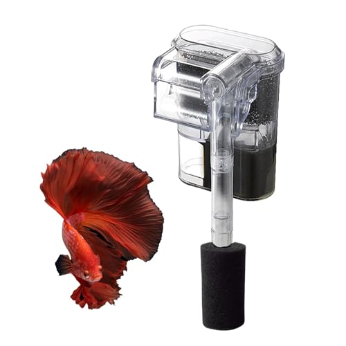 Quiet Aquarium Filter for Betta, Slim HOB Fish Tank Filter for 3-10 Gal Planted Aquariums & Aquascaping with 1 Pre-Filter Sponge ，Adjustable Flow，250L/H